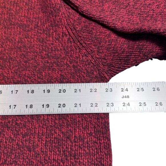 LL Bean 1/4 Big-Button Up 100% Lambswool Dark Red Mockneck Men's Sweater (SZ L) - Picture 6 of 8
